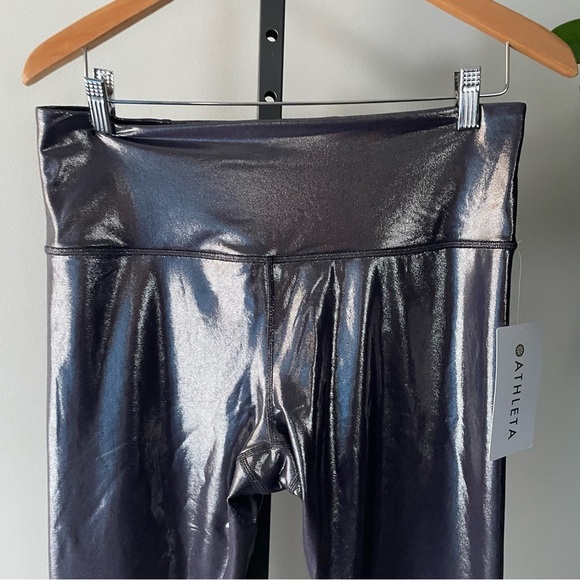 Athleta Elation Shine Tight Compression Legging Pant Silver Ombre Size Large NWT - Picture 5 of 7